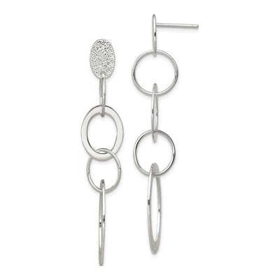 Sterling Silver Circle Oval Dangle Earrings
