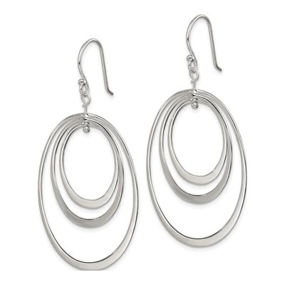 Sterling Silver Triple Oval Dangle Earrings – view 3