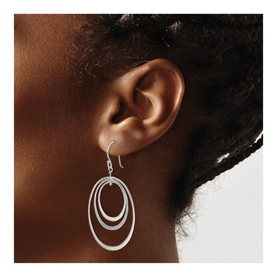 Sterling Silver Triple Oval Dangle Earrings – view 4