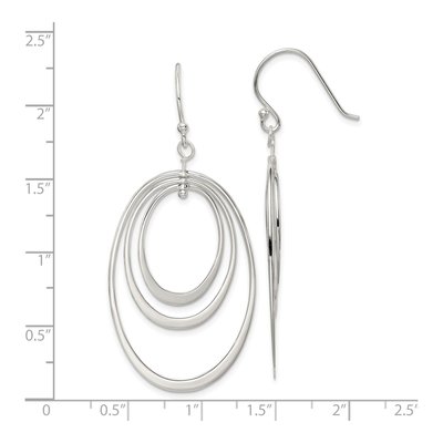 Sterling Silver Triple Oval Dangle Earrings – view 5