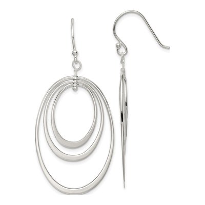 Sterling Silver Triple Oval Dangle Earrings