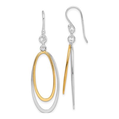 Sterling Silver Double Oval Dangle Earrings
