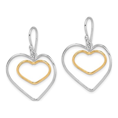 Sterling Silver Double Heart Dangle Earrings – view 3