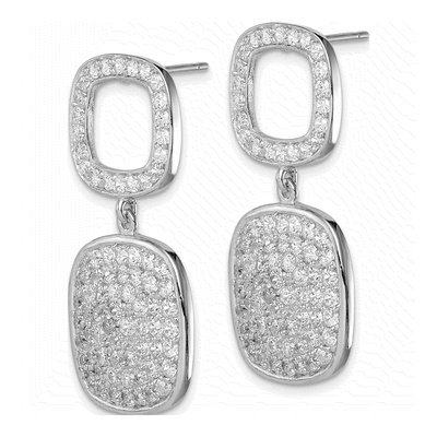 Sterling Silver CZ Double Square Dangle Earrings – view 3
