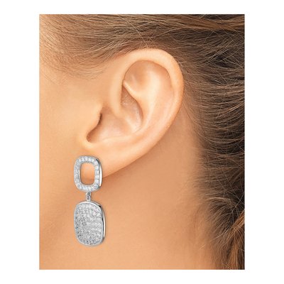 Sterling Silver CZ Double Square Dangle Earrings – view 4