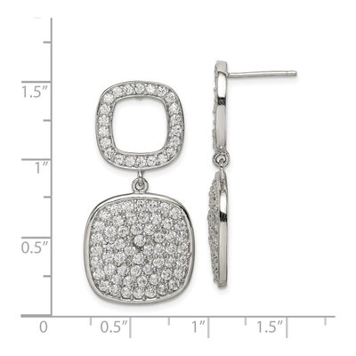 Sterling Silver CZ Double Square Dangle Earrings – view 5