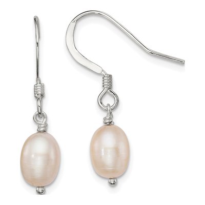 Sterling Silver Pink Freshwater Cultured Pearl Dangle Earrings