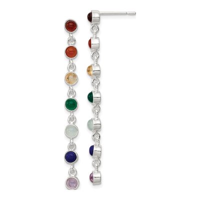 Sterling Silver Multicolor Quartz Dangle Earrings