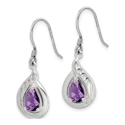 Sterling Silver Amethyst Dangle Earrings – view 3