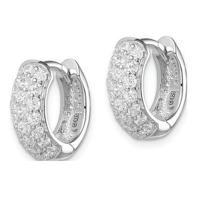 Sterling Silver 14mm CZ Huggie Hoop Earrings – view 3
