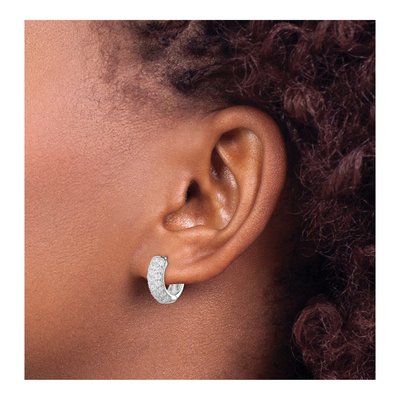 Sterling Silver 14mm CZ Huggie Hoop Earrings – view 4