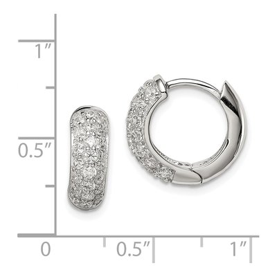 Sterling Silver 14mm CZ Huggie Hoop Earrings – view 5
