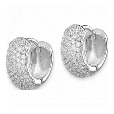 Sterling Silver 15mm CZ Pave Huggie Hoop Earrings – view 3