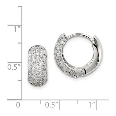 Sterling Silver 15mm CZ Pave Huggie Hoop Earrings – view 5