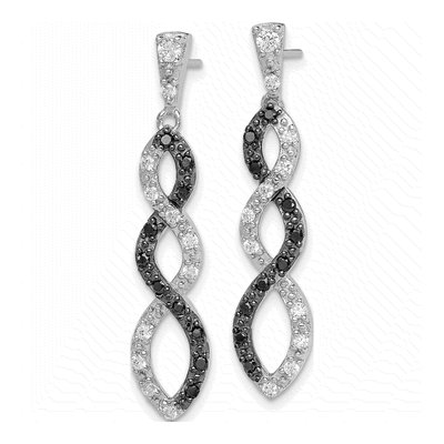 Sterling Silver CZ Twist Dangle Earrings – view 3
