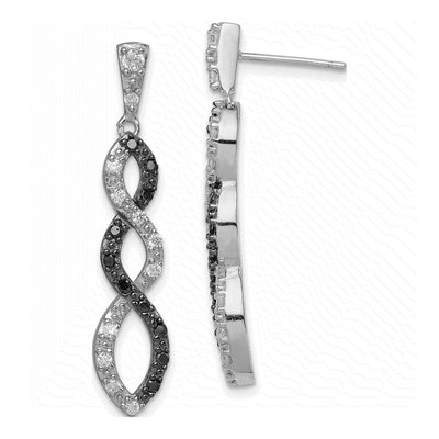 Sterling Silver CZ Twist Dangle Earrings