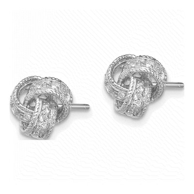 Sterling Silver Round CZ Love Knot Stud Earrings – view 3