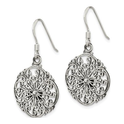 Sterling Silver Filigree Circle Dangle Earrings – view 3