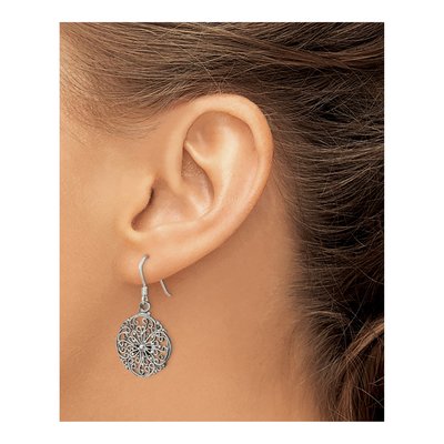 Sterling Silver Filigree Circle Dangle Earrings – view 4