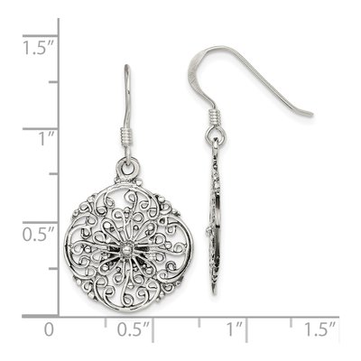 Sterling Silver Filigree Circle Dangle Earrings – view 5