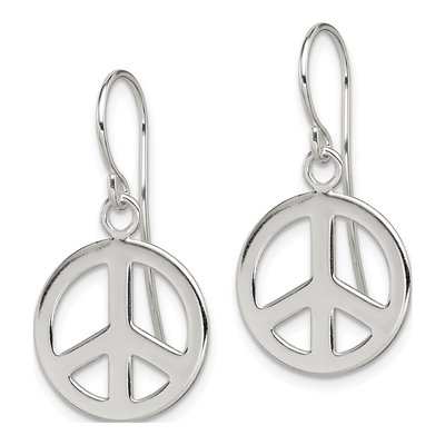 Sterling Silver Peace Sign Dangle Earrings – view 3