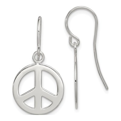 Sterling Silver Peace Sign Dangle Earrings