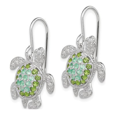 Sterling Silver CZ Turtle Dangle Earrings – view 3