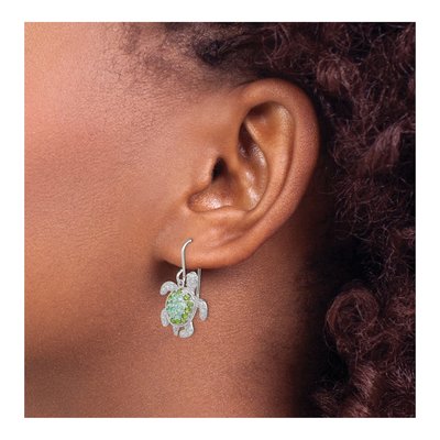 Sterling Silver CZ Turtle Dangle Earrings – view 4