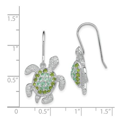 Sterling Silver CZ Turtle Dangle Earrings – view 5