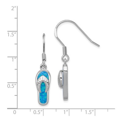 Sterling Silver Lab-Created Opal Sandal Dangle Earrings – view 5