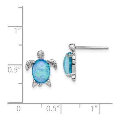 Sterling Silver Lab-Created Opal Turtle Stud Earrings – view 5