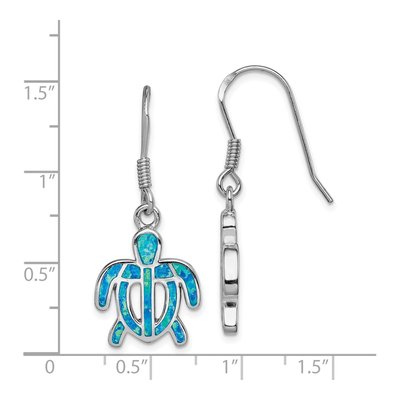Sterling Silver Lab-Created Opal Tortoise Dangle Earrings – view 5