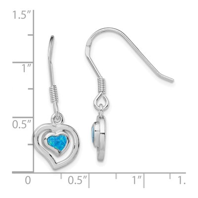 Sterling Silver Lab-Created Opal Heart Dangle Earrings – view 5
