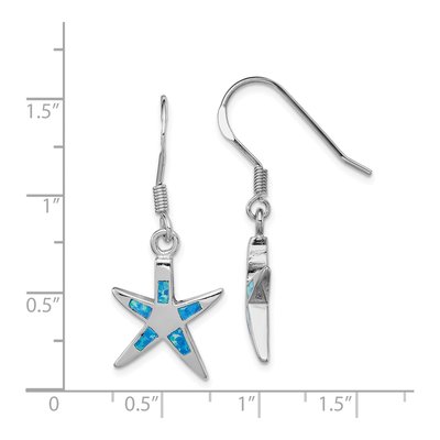 Sterling Silver Lab-Created Opal Starfish Dangle Earrings – view 5