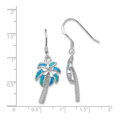Sterling Silver Lab-Created Opal Palm Tree Dangle Earrings – view 5