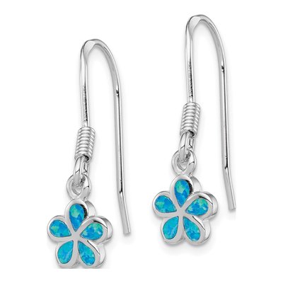 Sterling Silver Lab-Created Opal Flower Dangle Earrings – view 3
