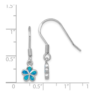 Sterling Silver Lab-Created Opal Flower Dangle Earrings – view 5