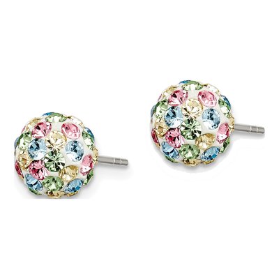 Sterling Silver Crystal Multicolor Ball Stud Earrings – view 4