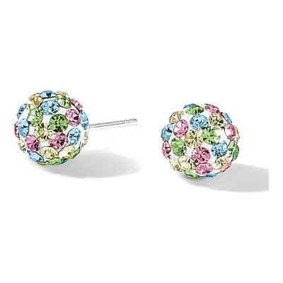 Sterling Silver Crystal Multicolor Ball Stud Earrings – view 7