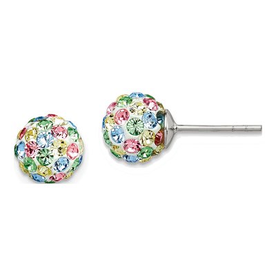 Sterling Silver Crystal Multicolor Ball Stud Earrings