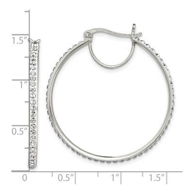 Sterling Silver 33mm Crystal Hoop Earrings – view 5
