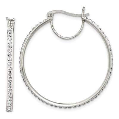 Sterling Silver 33mm Crystal Hoop Earrings