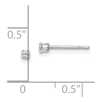 Sterling Silver 2mm Round CZ Girls' Stud Earrings – view 5