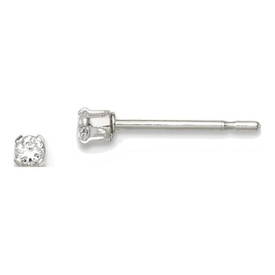 Sterling Silver 2mm Round CZ Girls' Stud Earrings