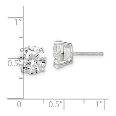 Sterling Silver 9mm Round CZ Stud Earrings – view 5