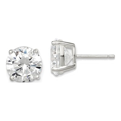 Sterling Silver 9mm Round CZ Stud Earrings