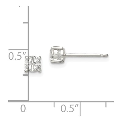 Sterling Silver 4mm Round CZ Stud Earrings – view 5