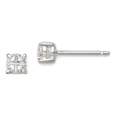 Sterling Silver 4mm Round CZ Stud Earrings
