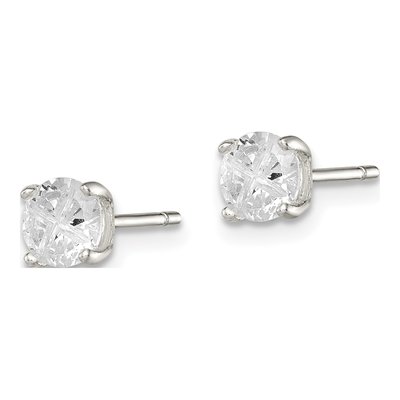 Sterling Silver 5mm Round CZ Basket Stud Earrings – view 3