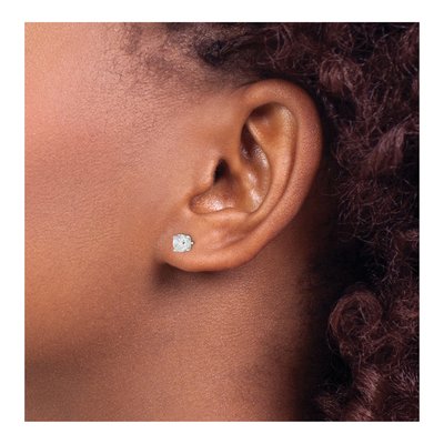 Sterling Silver 5mm Round CZ Basket Stud Earrings – view 4